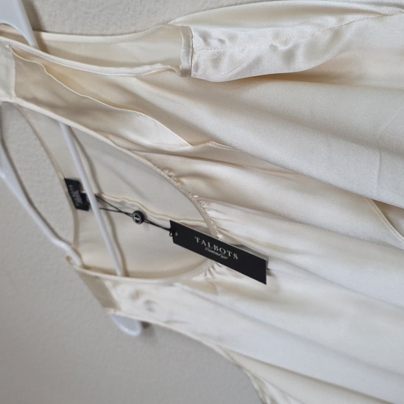 NWT Talbots Pure Silk Satin Cream Tiered Scoop Neck Layered Tank Top Petite Plus - Picture 4 of 7